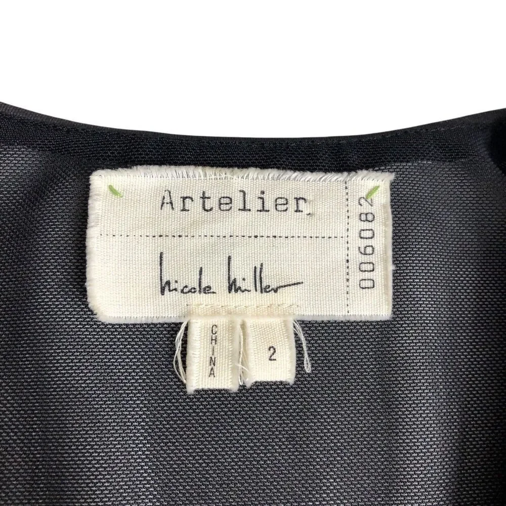 Artelier Nicole Miller Dress Womens 2 Brown Baroque‎ Front Zip Body Con Sheath